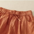 thumbnail image 4 of RYRJJ Womens Wide Leg Bermuda Shorts Vintage Lace Embroidered Linen Shorts Summer Fashion Casual Short Pants Loose Knee Length Shorts(Orange,XXL), 4 of 5