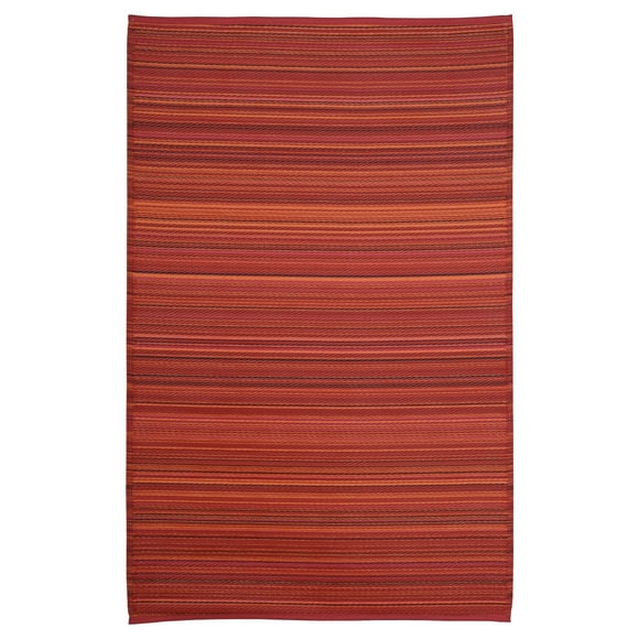Erbanica Tapis Réversible Intérieur Extérieur 5' x 8' Rouge Stripes