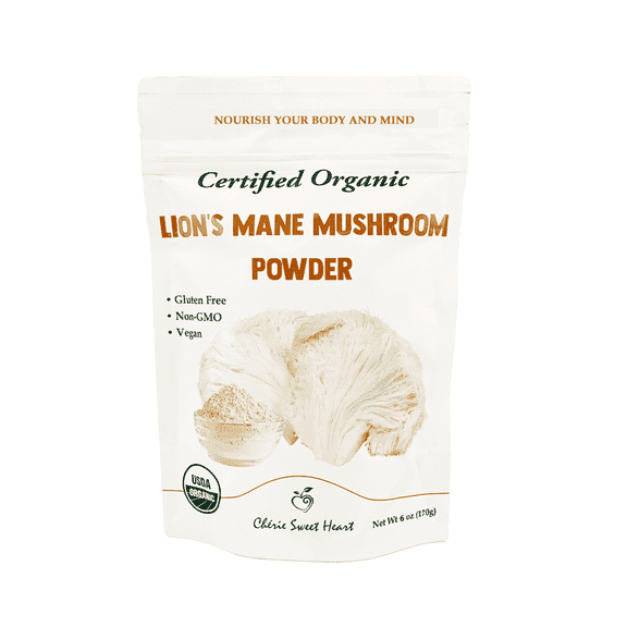 Lions Mane Mushroom Powder, Organic Hericium erinaceus 6 oz (170g), Brain Health Supplement