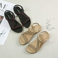 thumbnail image 4 of Womens Ladies mid Wedge Heel Diamante T-strap Beads Elastic Slingback Sandals, 4 of 8