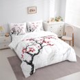 thumbnail image 4 of Manfei Red Cherry Blossoms 7-Piece Bedding Comforter Set, Grey White Marble Abstract King Bedding Sets, Vintage Artwork Reversible Bed Sheets, Lightweight Room Decor, 4 of 8