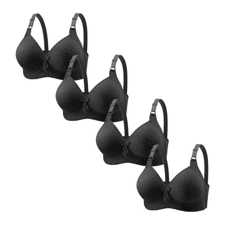 Audhol Comfortable Bras for Women Bras for Women No Underwire Adjustable Bras Full Coverage Support Bralette Plus Size Everyday Bra Pack of 4 Everyday Bras for Women Black S
