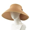 thumbnail image 3 of SikaFu Version Can Be Folded Straw Hat Lady Bow Hat Hats In Summer Empty -Top Cover Caps Can Roll On Beach Hat Large Brim Of Solid Color, 3 of 9