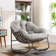 thumbnail image 3 of Indoor Outdoor Rocking Chair, Oversized Papasan Rocking Chair with Padded Cushion, Rocker Egg for Front Porch, Garden, Living Room, Bedroom, Apartment, 3 of 9