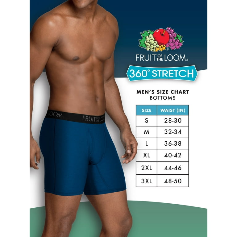 Fruit of the Loom Men's 360 Stretch Boxer Briefs (Quick Dry & Moisture  Wicking), Regular Leg-Cooling Channels-6 Pack Colors May Vary, Small at   Men's Clothing store