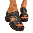 thumbnail image 2 of Xucatan Womens Chunky Heel Sandals with Cutout Design, Punk Rock Embellished Footwear for Concerts Dating Shopping Events Gift, 2 of 9