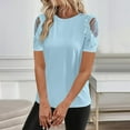 thumbnail image 2 of Ashirexll Summer Shirts for Women, Womens Casual Tops, Summer Relaxed Casual Loose Plus Size Lace Solid Color Blouse Top, 2 of 7