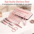 thumbnail image 2 of ILAVYO 18Pcs Manicure Set, Stainless Steel Nail Care Kit with Nail Clippers, Grooming Tools and Travel Case, Peach Pink, 2 of 7