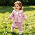 thumbnail image 6 of Tigivemen Plaid Long Sleeve Set Baby Girl Clothes Fall Outfit for Toddlers Soft Comfy Button Down Shirts with Elastic Waist Pants Pink Size 12-18 Months, 6 of 6