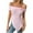 Pink, variant on ABATAB Off the Shoulder Shirts for Women Bow Slim Fit Party Tops Short Sleeve Irregular Hem Trendy Summer Tshirt Blouses