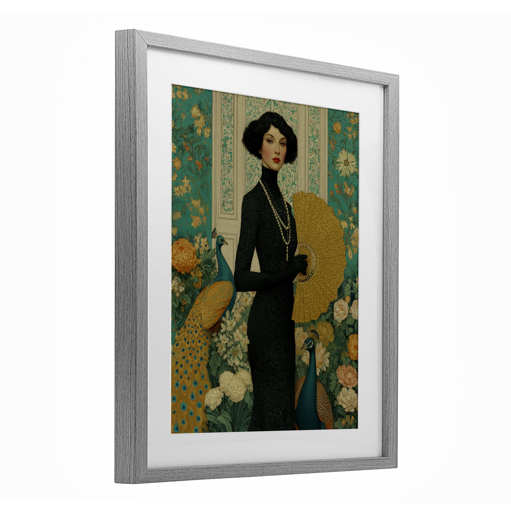 Stupell Industries Floral Velvet Reign Gray Framed Print Under Glass, design by A Barefoot Stylist