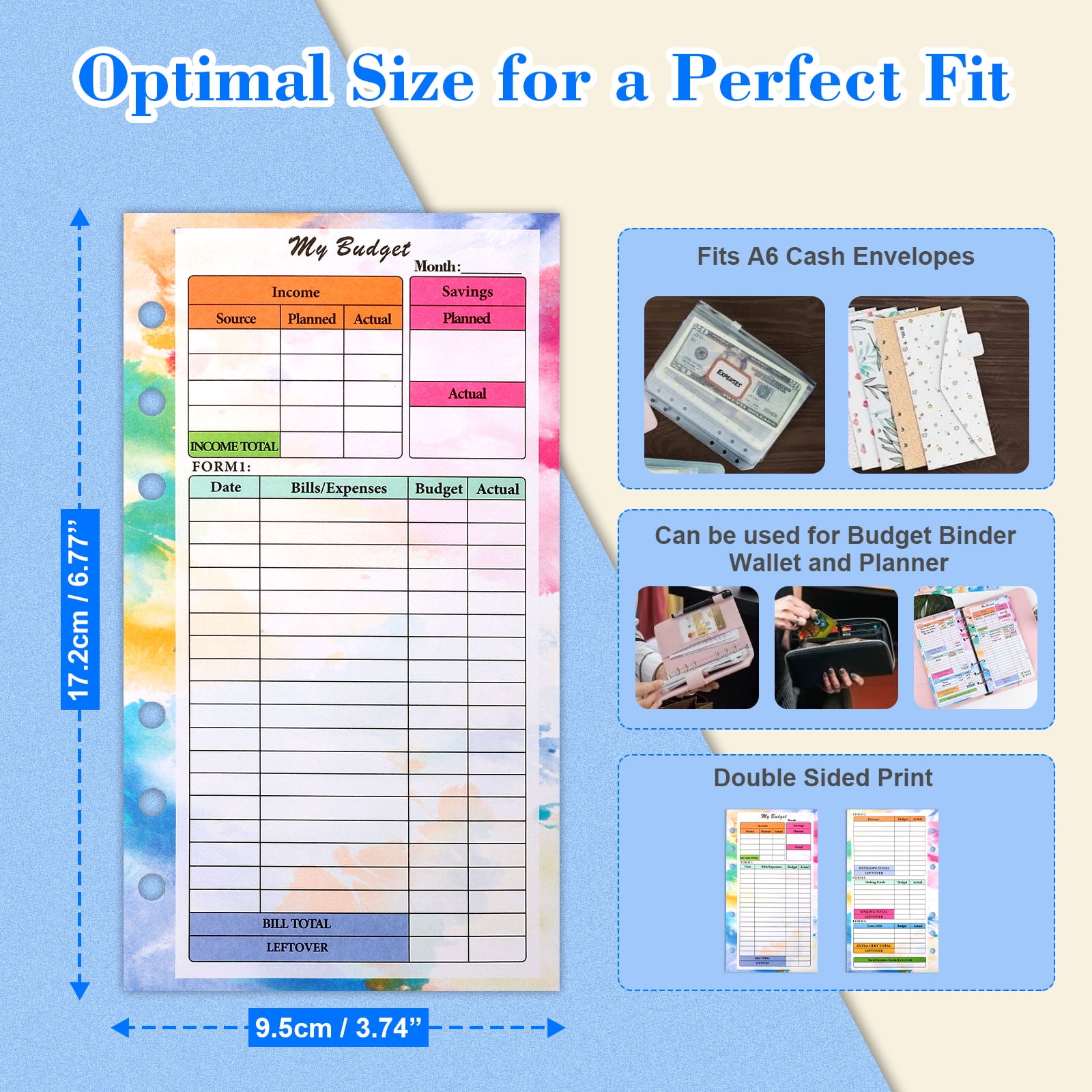 A6 Budget Planner Refill Insert Sheet, TSV 85Pcs A6 Refill Paper with  Expense Tracker Budget Sheets, Weekly/Monthly Calendar, Budget Stickers,  Fit for Refillable 6 Ring Binder - 6.77 x 3.74” 