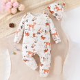 thumbnail image 2 of Baby Holiday Photo Outfit Long Sleeve Romper Jumpsuit Two Piece Set with Festive Santa Hat for Family, 2 of 8