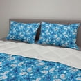 thumbnail image 2 of Spring Comforter & Sham Bedding Set, Nature Design Butterflies and Flowers Pattern, 3 pcs Duvet Set Microfiber Filling Quilt, 5 Sizes, Azure Blue Coral, by Ambesonne, 2 of 4