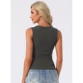 thumbnail image 4 of DARING DIVA Women's Scoop Neck Sleeveless Fitted Cotton Layering Tank Top 2XL Deep Grey, 4 of 7