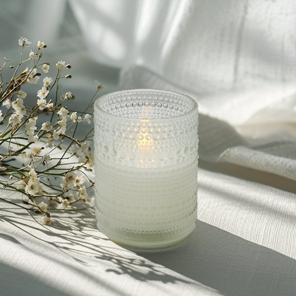 Home Decor Collection Small Glass Hobnail LED Candle