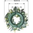 thumbnail image 2 of Corona de eucalipto artificial de 12.0 in para puerta de entrada, pequeña corona de primavera y verano, corona de hojas verdes para fiesta de festival de granja, 2 of 5