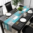 thumbnail image 3 of Turquoise Grey Ombre Table Runner 120 Inches Long, Abstract Vintage Oil Painting Kitchen Coffee Dining Table Decoration for Home Party Birthday Wedding Home Decor 13x120 Inches, 3 of 8