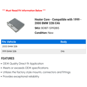 Heater Core - Compatible with 1999 - 2000 BMW 328i E46