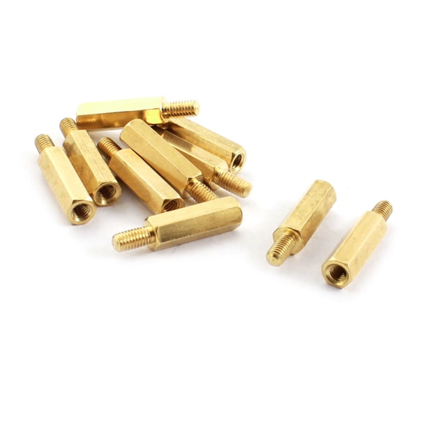 10 piezas de separadores de tornillo de latón macho de 5 mm x hembra de M3 de 15 mm + 5 mm