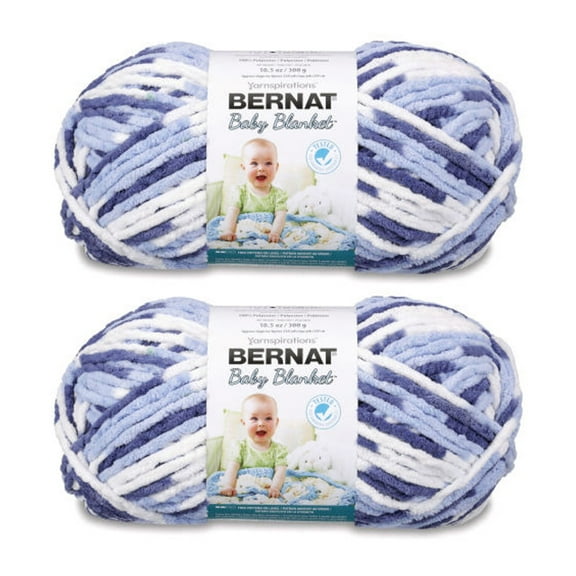 Bernat® Baby blanket™ #6 Super Bulky Polyester Yarn, Blue dreams 10.5oz/300g 220 Yd (2pk)