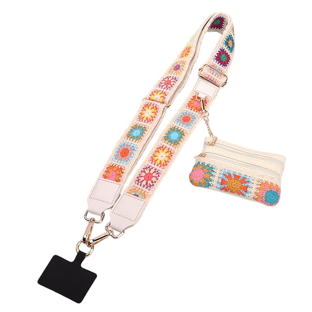 Bolso bandolera con correa para teléfono celular, para llaves, lápiz labial, monedas, bolsa con cremallera, longitud ajustable, cordón para teléfono con billetera - M
