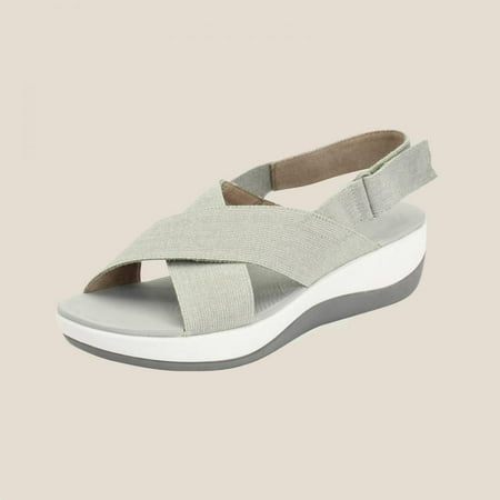 

Homedles Sandals Women- Open toe Comfortable Flat Summer Casual Gift for Women Platform Sandals Khaki 35