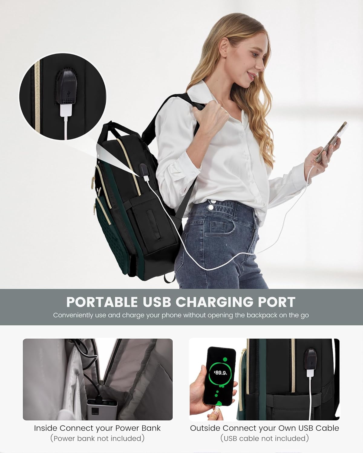 Lovevook Laptop Backpack Purses for Women,Nurse Teacher College Work Study Commuter Bag with 15.6 inch Laptop Compartment,Lightweight Travel Casual Daypacks With USB Port