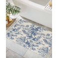 thumbnail image 3 of Area Rug with Tassels 2' x 3', Blue Chinoiserie Garden Pavilion Kitchen Runner Rug for Hallway Bedroom Throw Rugs, Asian Scenic Hill Boat Plant Soft Door Mat for Bathroom Entrance Living Room, 3 of 9