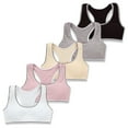 thumbnail image 3 of Big Girls' Sports Bra with Breathable Pads Teens Cotton Training Bras Seamless Stretch Bra for 8-18 Years, 1/5 Pack, 3 of 9