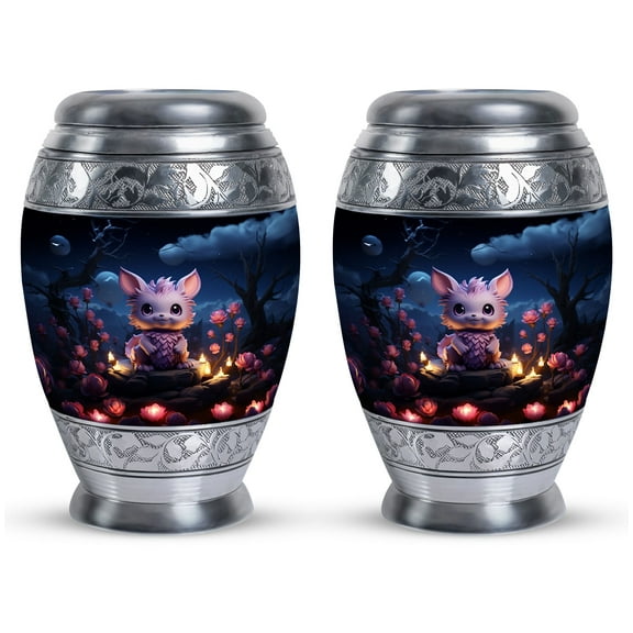 Dragon Midnight Blossom Guardian - Urns For Cremation Ashes Female - Tiny Urn For Treasured Ashes - Elegant Keepsake For Adults - Discreet Mini Cremation Option 3 Inch, Set Of 2