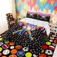 thumbnail image 3 of Erosebridal Pink Blue Ice Cream Baseball Bat Print Queen Comforter Set, Sweet Sports Theme Bedding Comforter Set for Kids Boys and Girls, Colorful Stars Reversible 3pcs, 1 Comforter and 2 Pillowcases, 3 of 6
