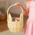 thumbnail image 4 of TAROFISH Easter Basket for Kids, Woven Wicker Basket, Easter Bunny Baskets with Handle, Gift Baskets, Egg Buckets Gifts Tote Bags Egg Basket for Kids, Boys, Girls,Yellow, 4 of 7