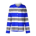 thumbnail image 4 of Long Sleeve Tops for Women Long Sleeve Lapel Collar Button Up L Loose Striped Printed Color Block Casual Shirt Tops,Blue 2,M, 4 of 4