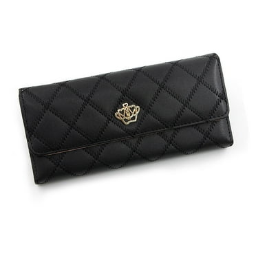 Embroidered Crown Ladies clutch bag fashion card bag Multi-function coin purse For Women - black