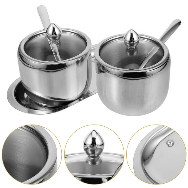 BRIGHTFUFU 1 Ensemble de Boîte à Épices en Acier Inoxydable avec Couvercle pour Rangement de Cuisine Usage Quotidien
