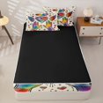 thumbnail image 4 of Manfei Cartoon Rainbow Love Zipper Twin Comforter Sets with Fitted Sheet and 2 Pillowcases, Watercolor Graffiti Art Zipper Bedding Set, Cream Blue, Black Reversible, 4 Pieces, 4 of 7