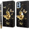 thumbnail image 2 of Case for Motorola Moto E22 Case Wallet with Card Holders - Lovely Colorful Pattern PU Leather Flip Phone Case TPU Shell Folio Cover Women Men for Motorola Moto E22 Color Golden Butterfly, 2 of 14