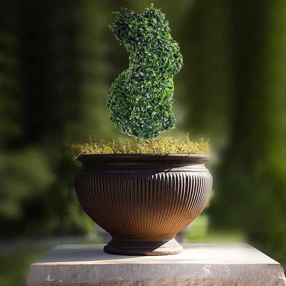FYHALE Boxwood Topiary Animals - Bunny Shaped Topiary Tree 28", Artificial Bunny Outdoor Faux Topiary Tree, Easter Home Outdoor Decor