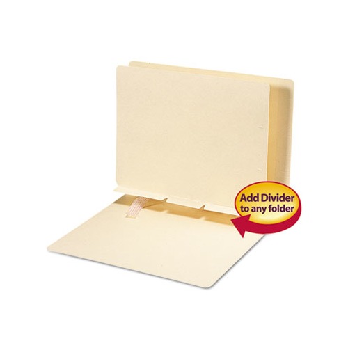 Self-Adhesive Folder Dividers for Top/End Tab Folders Prepunched for Fasteners, Letter Size, Manila, 100/Box