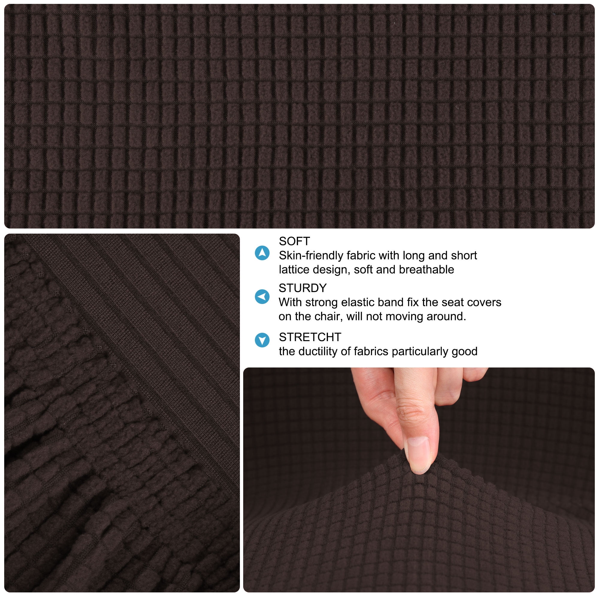 Unique Bargains Polyester Stretch Bar Stool Covers Elastic Band Mid Back Chair Slipcover Dark Brown 2 Pcs