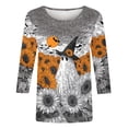 thumbnail image 3 of Plus Size Graphic Tops Womens Halloween Outfits 3/4 Sleeve Funny Holiday Crew Neck Tshirt Pullover White 4XL, 3 of 5