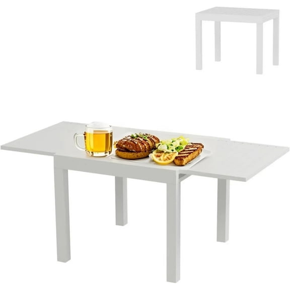 Patio Extendable Dining Table for 4-6,Aluminum Outdoor Dining Table 31.5-63 for Backyard Porch, Deck（NO include chairs）