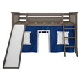 thumbnail image 4 of Max & Lily Simple Lit Mezzanine Bas avec Toboggan et Rideaux Bleus, Argile, 4 of 5