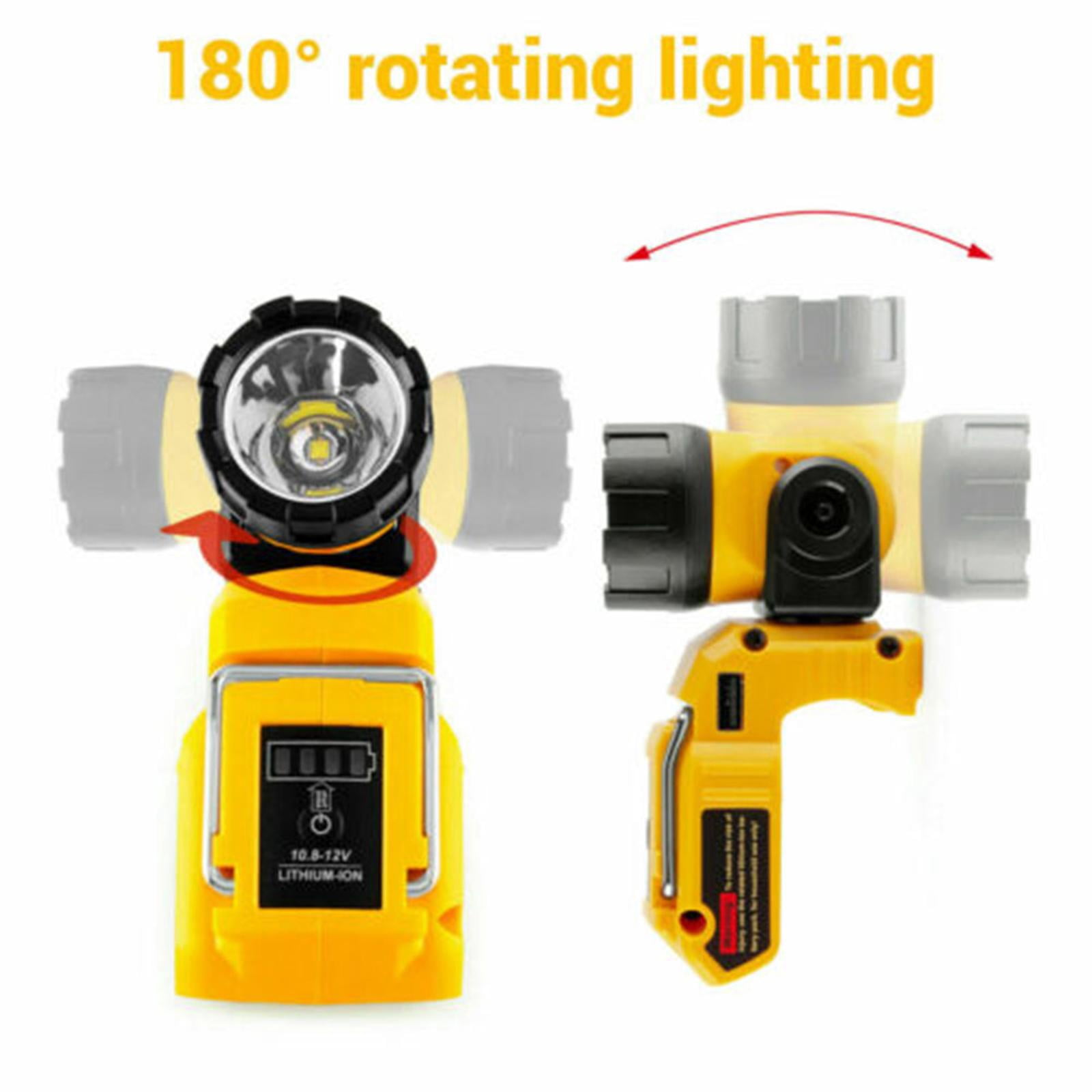Cordless Flashlight Powered by Li-Ion Battery for DeWalt 12V MAX Li-Ion Battery, Spotlight for Outdoor, Indoor