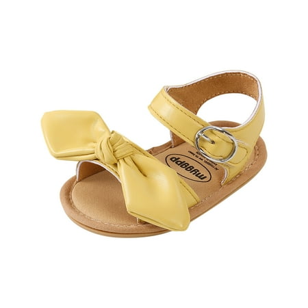 

Saving Clearance! Kukoosong Toddler Sandals Shoes Baby Girls Sandals Cute Fashion Cotton Buckle Bow Non-Slip Soft Bottom Sandals Headdress Set Yellow 12-18 Months
