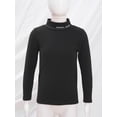 thumbnail image 3 of Yeahdor Kids Girls Thermal Underwear Tops Letters Print Mock Neck Long Sleeve Warm Undershirt Homewear Black 4-5, 3 of 7