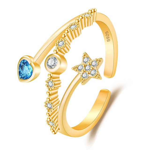 Qarigey Anillo abierto para mujer, nudillo de cristal estético Vintage, regalo de joyería de moda Ropa, zapatos y accesorios Miscelánea Gold Qarigey AP010850-02