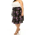 thumbnail image 3 of Women's Plus Size Casual Floral Print A Line Waist Bow Tie Belted Knee Length Midi Skirt, 3 of 6