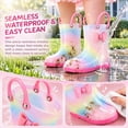 thumbnail image 5 of Girls' Easy On Rain Boots Gradient Rainbow Mid Calf Boots School Outdoor Playing Handled Rain Boots, 5 of 7